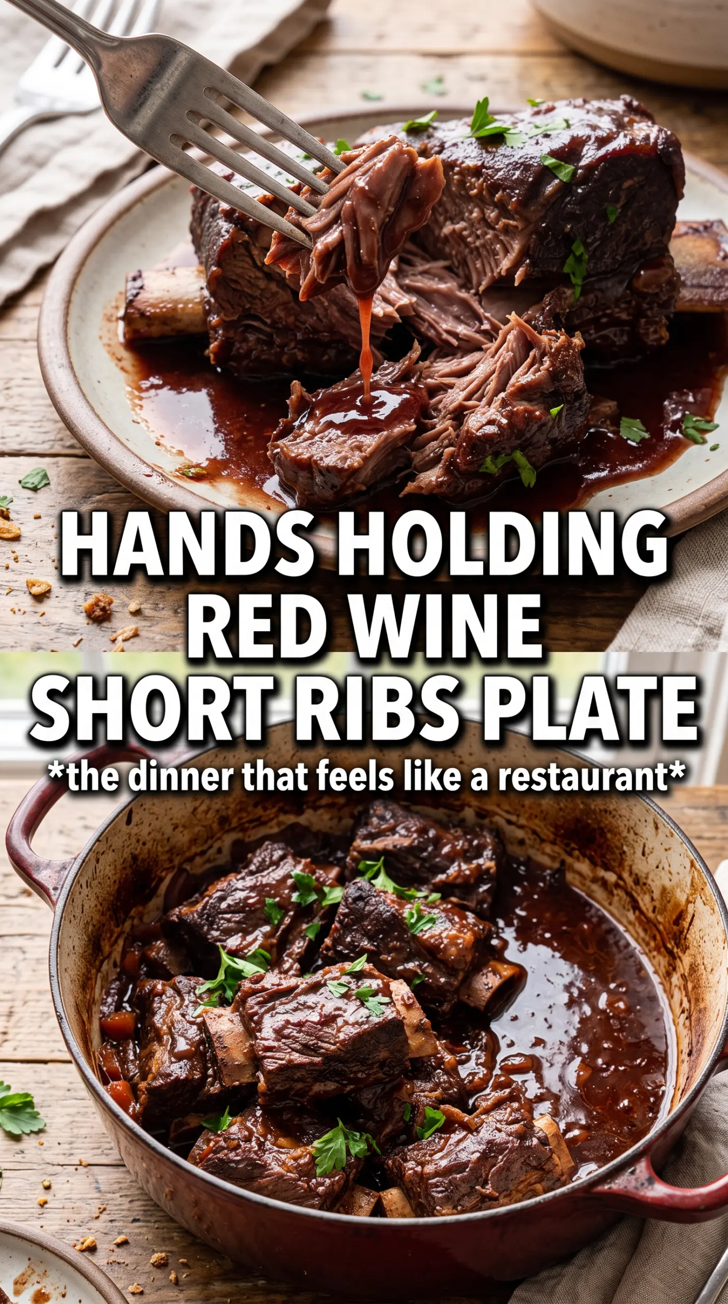 Red Wine Braised Short Ribs in Dutch Oven rich tender
