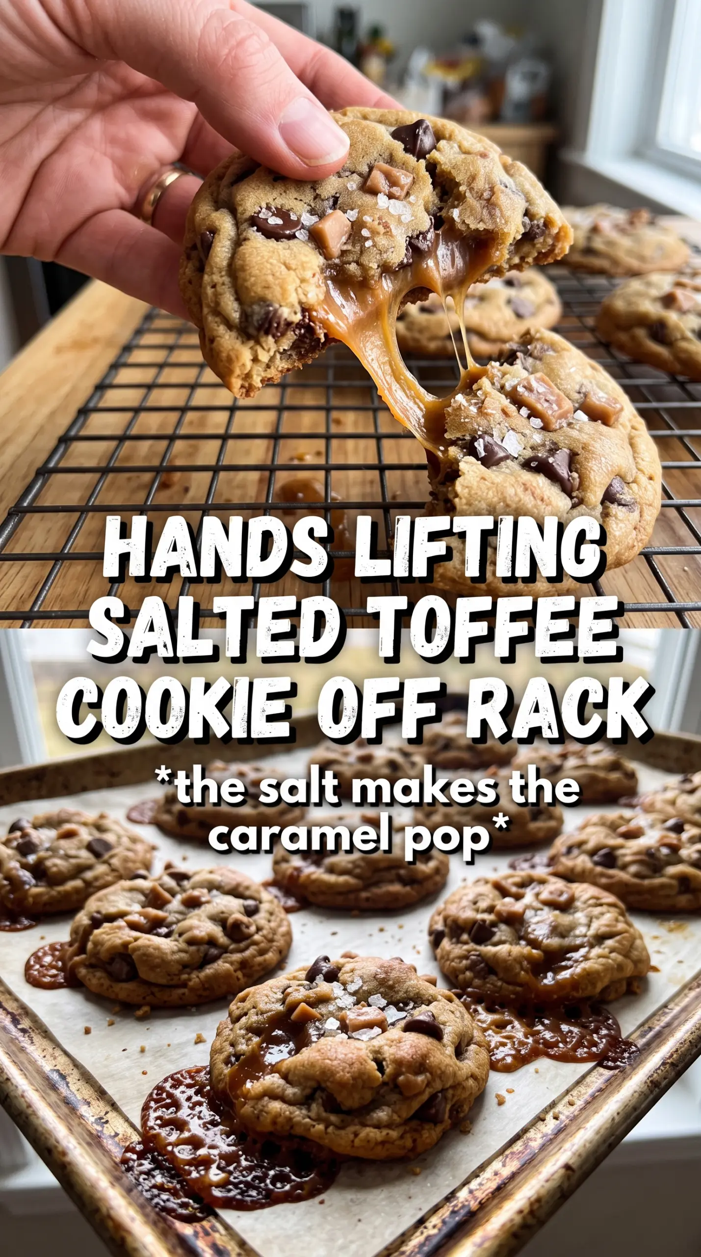 Salted Caramel Toffee Cookies golden chewy caramel