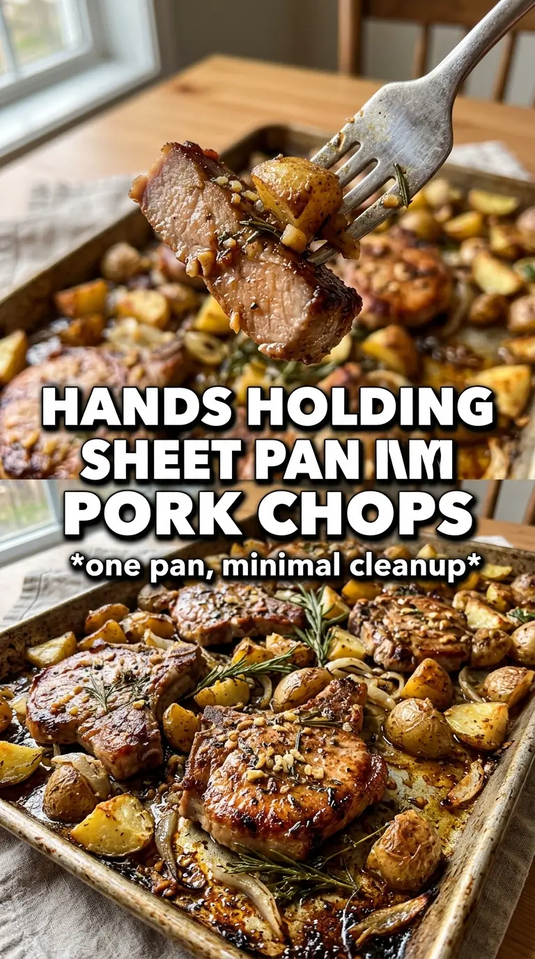 Sheet Pan Pork Chops and Potatoes golden, garlicky, caramelized