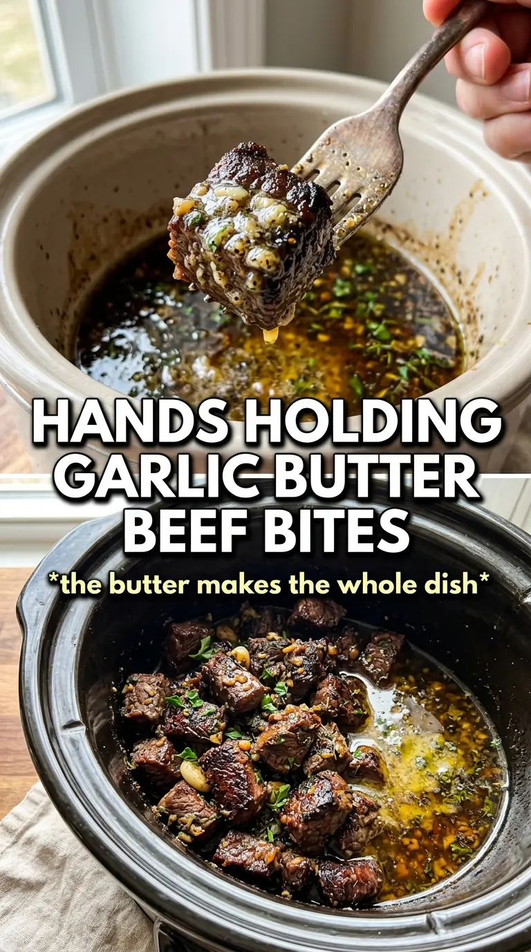 Slow Cooker Garlic Butter Beef Bites With Potatoes tender savory hearty