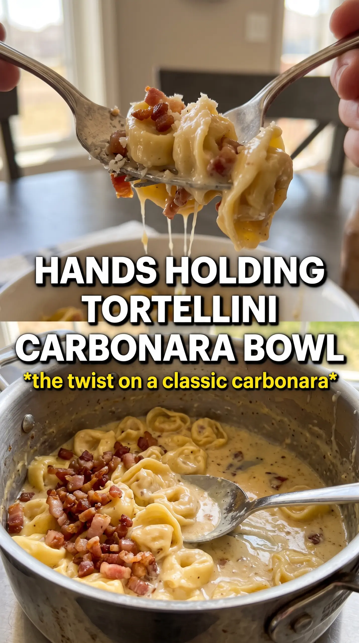 Tortellini Carbonara creamy pancetta parmesan