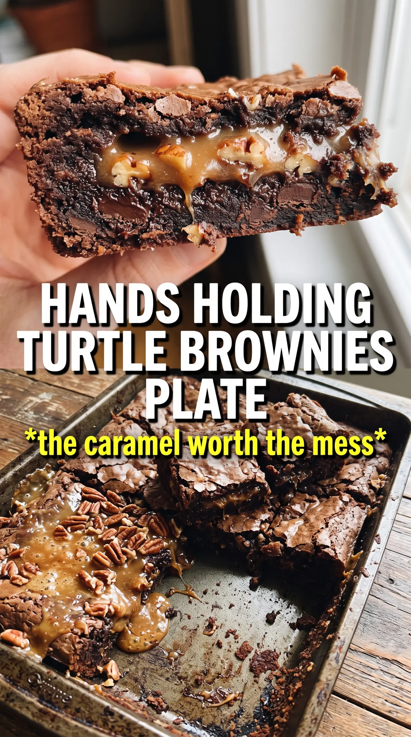 Turtle brownies fudgy caramel pecans
